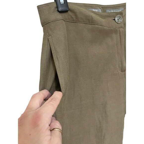 J. Jill Silk Linen blend Wide Leg pant Khaki/olive Pockets Size 4 Career Office - Picture 3 of 8